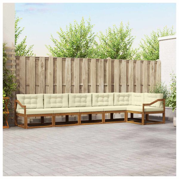 vidaXL Conjunto de Sof&aacute;s para Exterior 6 pcs Natural e Creme