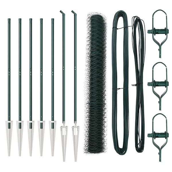 vidaXL Poste de Cerca Verde 10 x 1,2 m (malha de 50 mm) A&ccedil;o e PVC