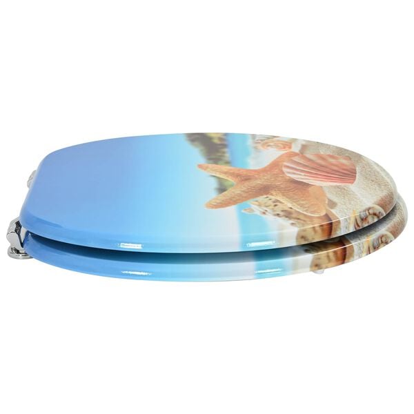 vidaXL Assento de Vaso Sanit&aacute;rio Azul Claro 44 x 38 cm Placa de MDF