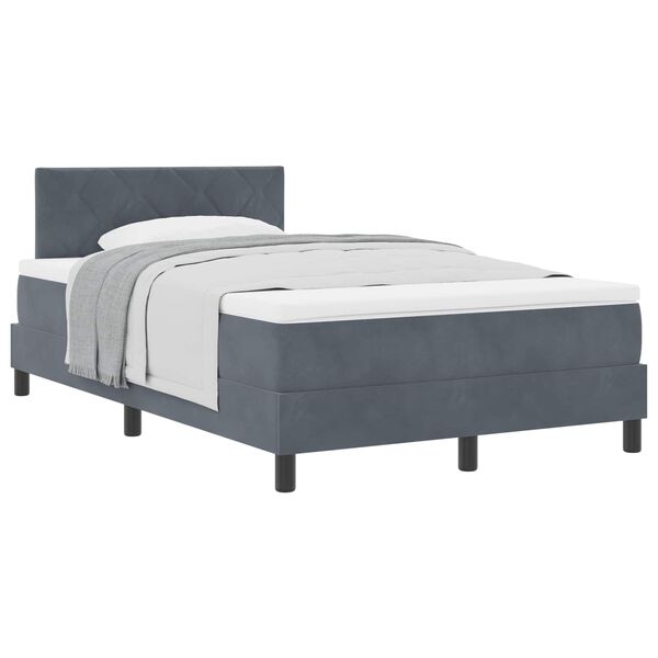 vidaXL Cama Box com colch&atilde;o Cinza Escuro 120 x 200 cm Veludo