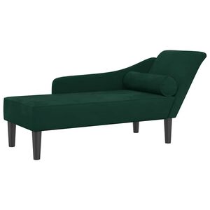 vidaXL Chaise longue com almofad&otilde;es veludo verde-escuro