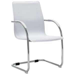 vidaXL Cadeira de escrit&oacute;rio cantilever em couro artificial branco