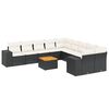vidaXL 11 pcs conjunto sof&aacute;s de jardim c/ almofad&otilde;es vime PE preto