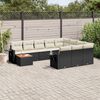 vidaXL 11 pcs conjunto sofás de jardim c/ almofadões vime PE preto
