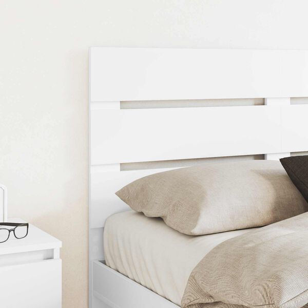 vidaXL Cabeceira com cabeceira Branco 135 cm Madeira processada