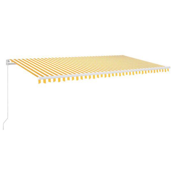 vidaXL Toldo retrátil manual com LED 600x300 cm amarelo e branco