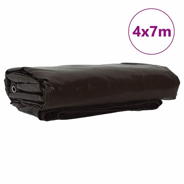 vidaXL Lona 650g / m&sup2; Castanho 4 x 7 m Lona com revestimento em PVC