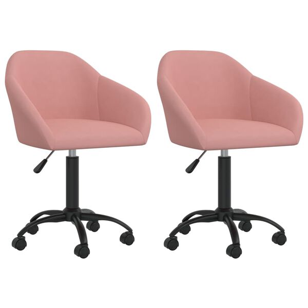 vidaXL Cadeiras de jantar girat&oacute;rias 2 pcs veludo rosa