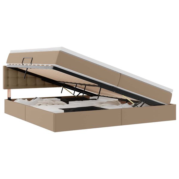 vidaXL Cama com arruma&ccedil;&atilde;o e colch&atilde;o Cappuccino 200 x 200 cm