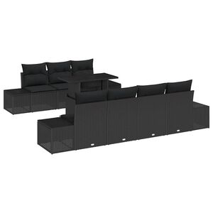 vidaXL Conjunto de Sof&aacute; de Jardim com almofada 8 pcs Preto