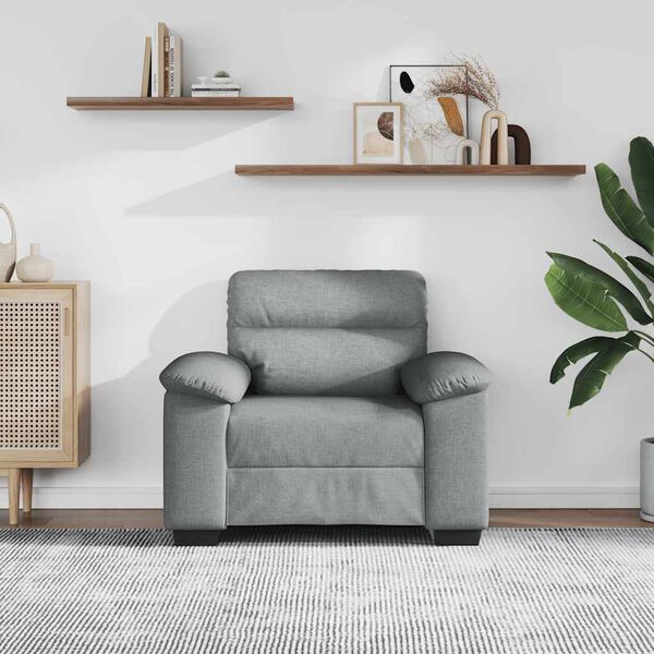 vidaXL Poltrona tecido 60 cm cinzento-claro