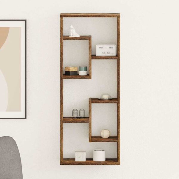 vidaXL Prateleira parede 36x16x90 cm derivados madeira carvalho fumado