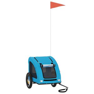 vidaXL Reboque bicicleta p/ animais tecido oxford/ferro azul
