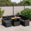 vidaXL 8 pcs conjunto sof&aacute;s de jardim com almofad&otilde;es vime PE preto