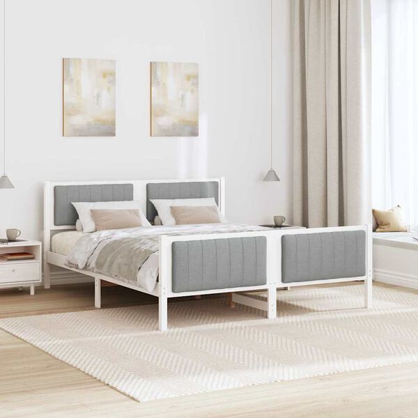 vidaXL Estrutura da cama Branco e cinza claro 150 x 200 cm