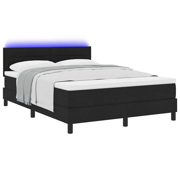 vidaXL Cama Box com colch&atilde;o com led Preto 160 x 200 cm tecido