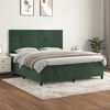 vidaXL Cama com molas/colch&atilde;o 160x200 cm veludo verde-escuro