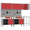 vidaXL Conjunto de Arm&aacute;rios de Trabalho 10 unid. Vermelho e Cinza