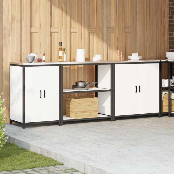 vidaXL Conjunto de Armazenamento de Cozinha Outros 3 pcs Branco A&ccedil;o