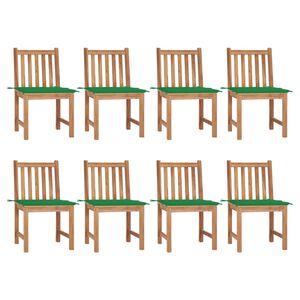 vidaXL Cadeiras de jardim 8 pcs c/ almofad&otilde;es madeira de teca maci&ccedil;a