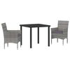 vidaXL Conjunto de Jantar para Jardim 3 unid. Cinzeto vime PE