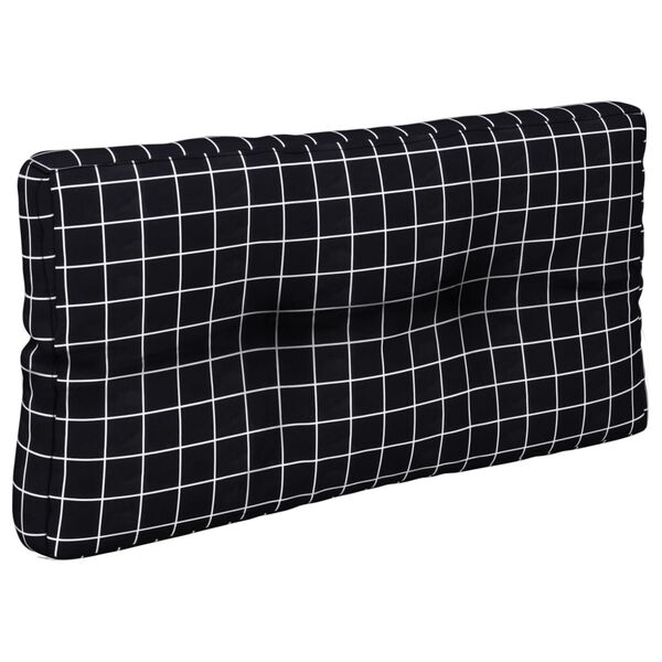 vidaXL Almofad&atilde;o para sof&aacute; de paletes 80x40x12 cm tecido xadrez preto