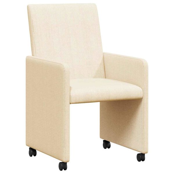 vidaXL Cadeiras de Jantar com Rodas 2 pcs Creme 57 x 66 x 94 cm