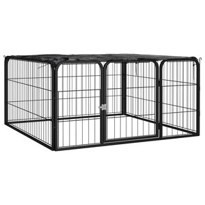 vidaXL Canil com 4 pain&eacute;is 100x50 cm a&ccedil;o revestido a p&oacute; preto