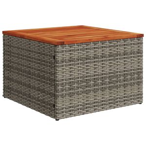 vidaXL Mesa de jardim 55x55x37 cm vime PE e madeira de ac&aacute;cia cinzento