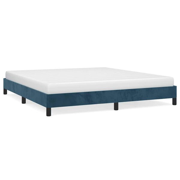 vidaXL Estrutura de cama sem colch&atilde;o 160x200 cm veludo azul-escuro