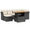 vidaXL 7 pcs conjunto de sof&aacute;s p/ jardim c/ almofad&otilde;es vime PE preto
