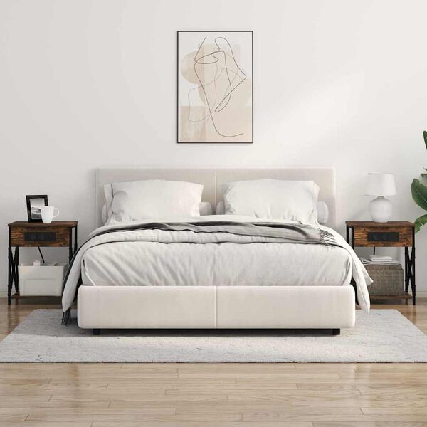 vidaXL Arm&aacute;rio de Cabeceira 2 pcs Carvalho Defumado 41 x 31 x 51 cm