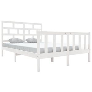 vidaXL Estrutura de cama 140x200 cm madeira de pinho maci&ccedil;a branco