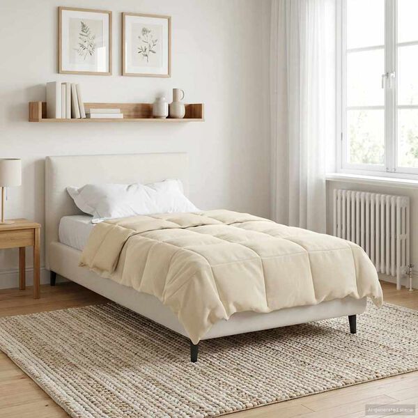 vidaXL Duvet de Ano Inteiro Colchonete Creme 140 x 220 cm Microfibra
