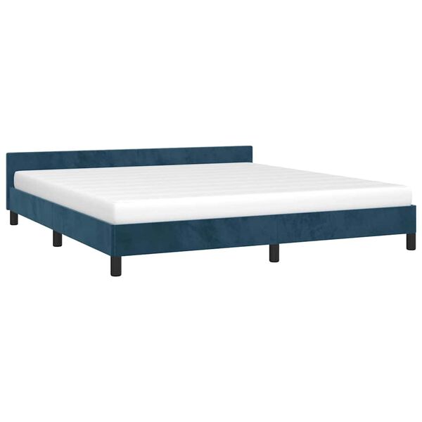 vidaXL Estrutura de cama sem colch&atilde;o 160x200 cm veludo azul-escuro