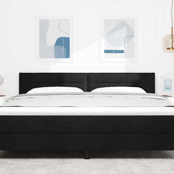 vidaXL Cabeceira com cabeceira Preto 180 cm Couro Sint&eacute;tico