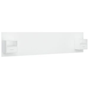 vidaXL Cabeceira cama + arm&aacute;rios madeira processada branco