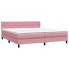 vidaXL Cama box spring c/ colch&atilde;o e LED rosa 180x220 cm veludo