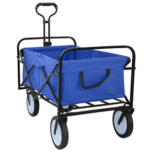 vidaXL Carrinho de Compras Dobr&aacute;vel com Freios Azul 94 x 53 x 99 cm