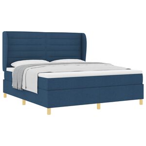 vidaXL Cama Box Springs com Colch&atilde;o Cinza Escuro 90x190 cm Azul tecido