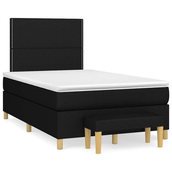 vidaXL Cama boxspring com colch&atilde;o 120x190 cm tecido preto