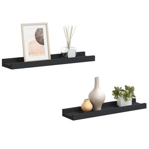vidaXL Unidade de prateleiras com rebordo 2 pcs 40x9x3 cm MDF preto
