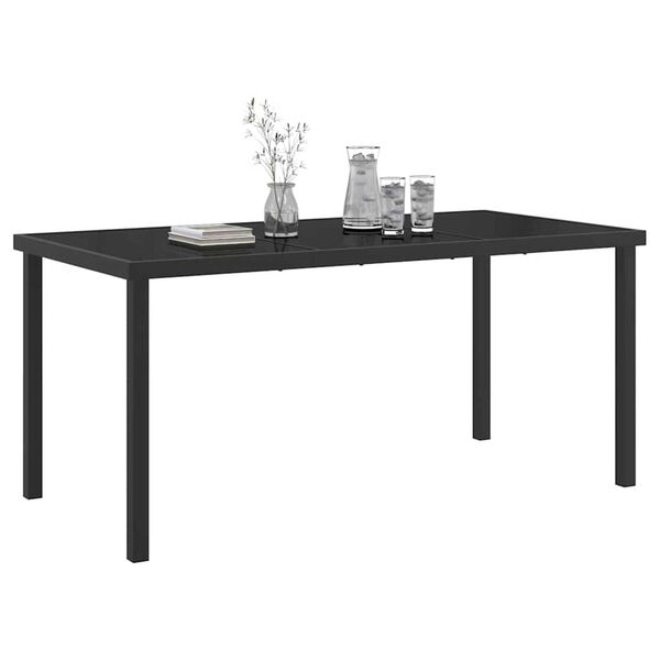 vidaXL Mesa de Jardim Preto 160 x 80 x 73 cm Madeira de teca maciça