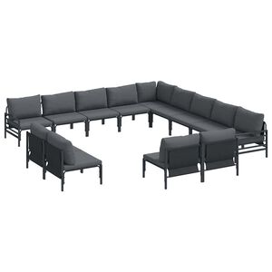 vidaXL Conjunto de Sof&aacute; de Jardim com almofada 13 pcs Preto A&ccedil;o