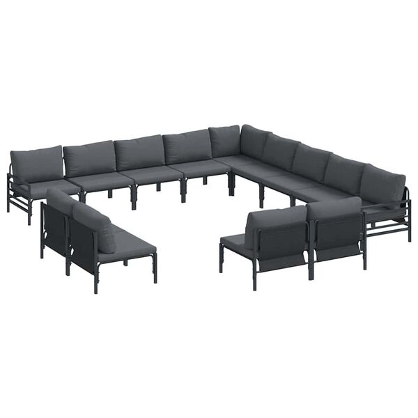 vidaXL Conjunto de Sof&aacute; de Jardim com almofada 13 pcs Preto A&ccedil;o