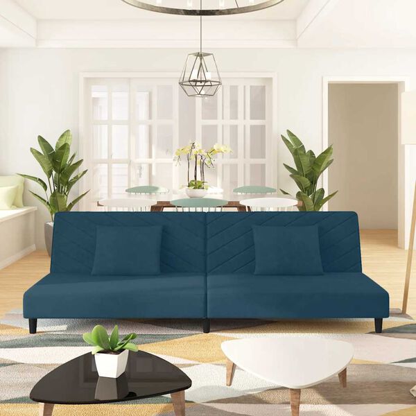 vidaXL Sof&aacute;-cama 2 lugares com duas almofadas veludo amarelo