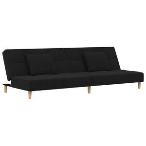 vidaXL Sof&aacute;-cama 2 lugares com duas almofadas tecido preto