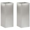 vidaXL Vaso de Jardim 2 unid. Prateado 20 x 20 x 50 cm A&ccedil;o inoxid&aacute;vel