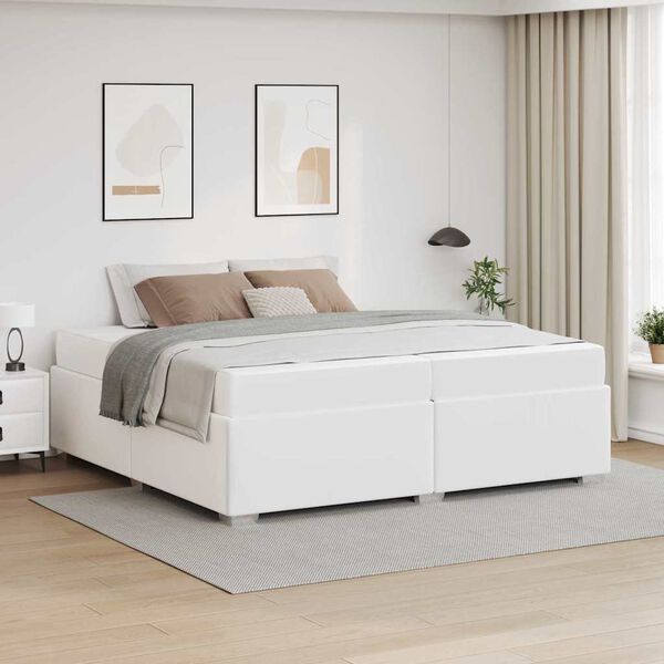 vidaXL Estrutura da Cama com colch&atilde;o Branco 200 x 200 cm tecido