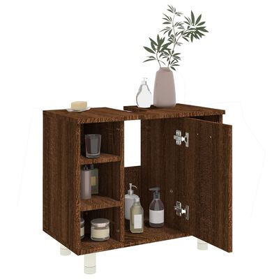 vidaXL Armário de casa banho derivados de madeira carvalho castanho